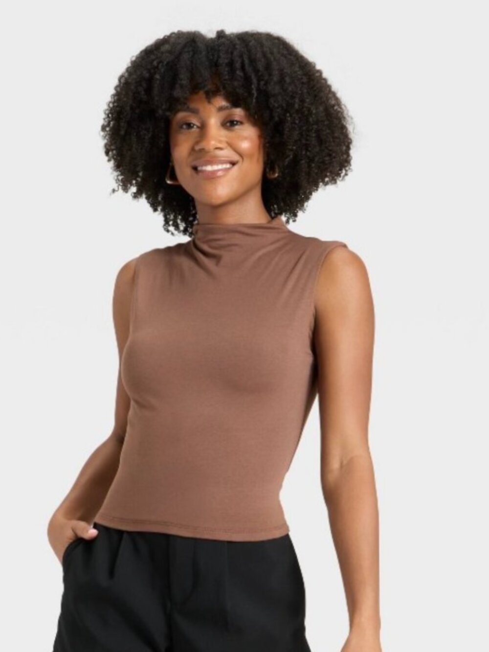 Brown Mock Neck Tank Top | Medium